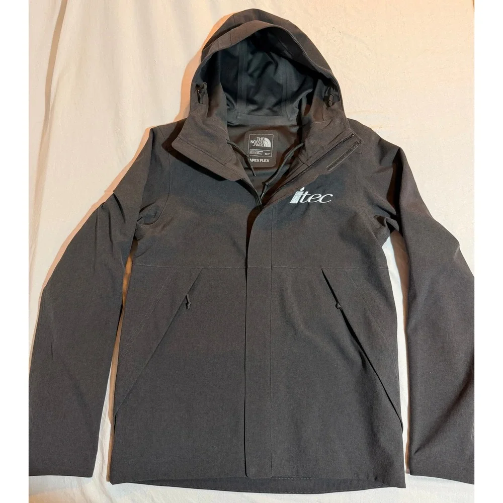 The North Face Apex Flex Mens Small Grey Softshell Waterproof‎ Hooded Jacket